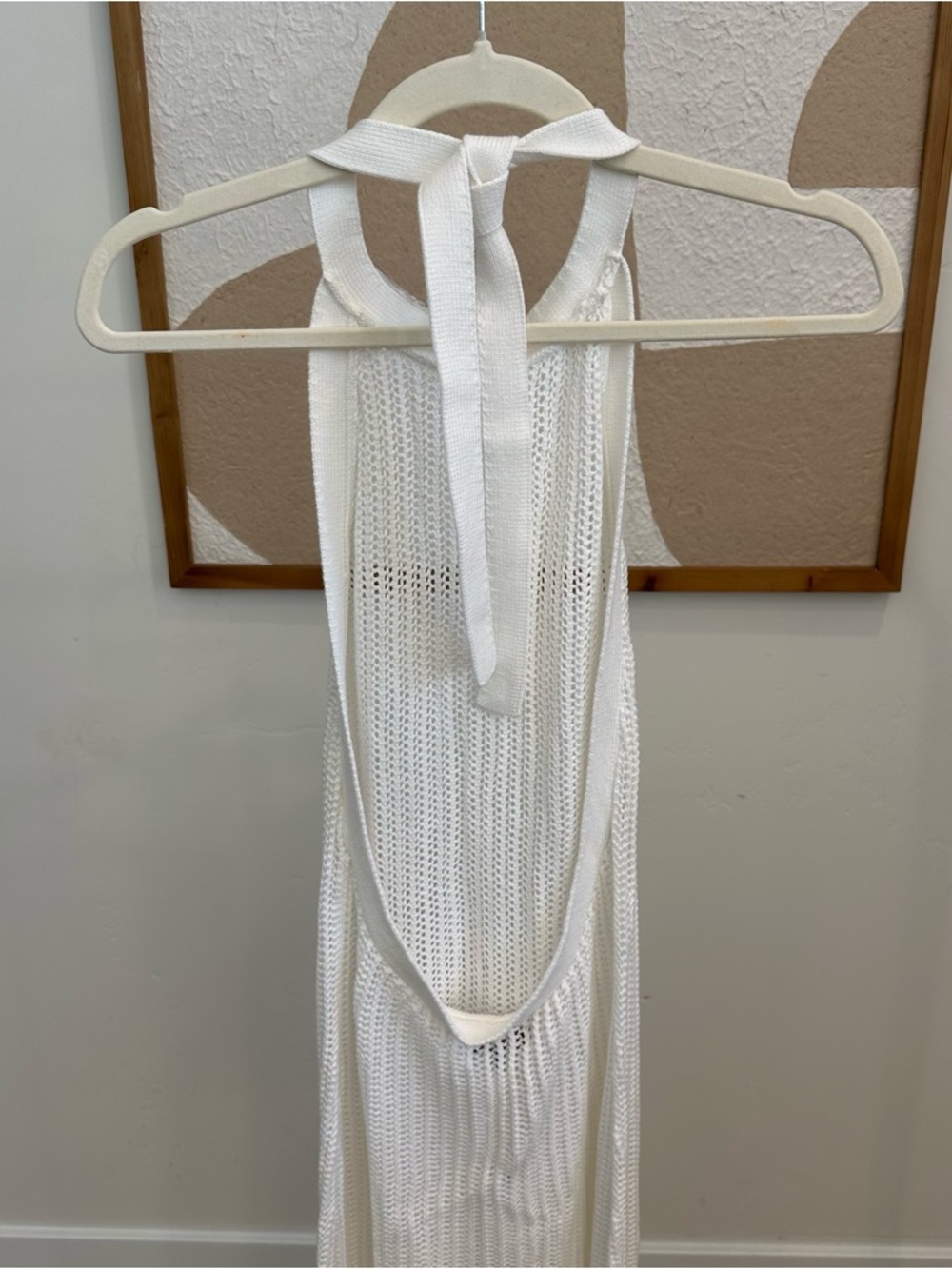 Quince White Crochet Knit Halter Swim Coverup - Picture 4 of 4